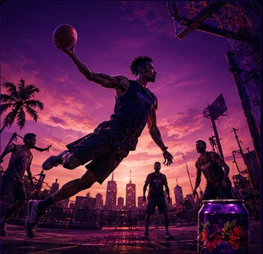 Playground de basket en nocturne