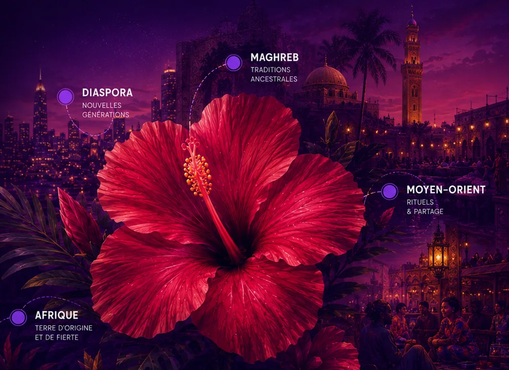 Fleur d'hibiscus rouge au premier plan
