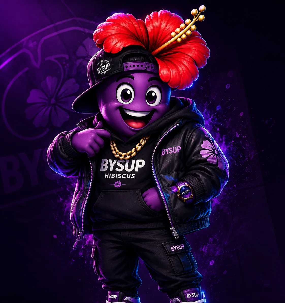 Mascotte BYSUP désignant le visiteur