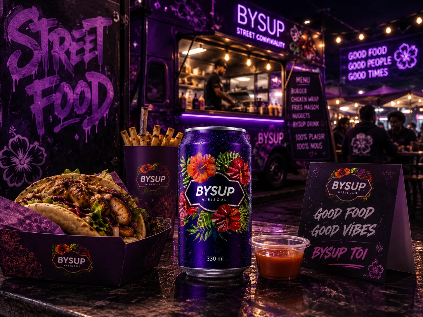 Restaurant urbain mis en avant par BYSUP — stand de cuisine de rue